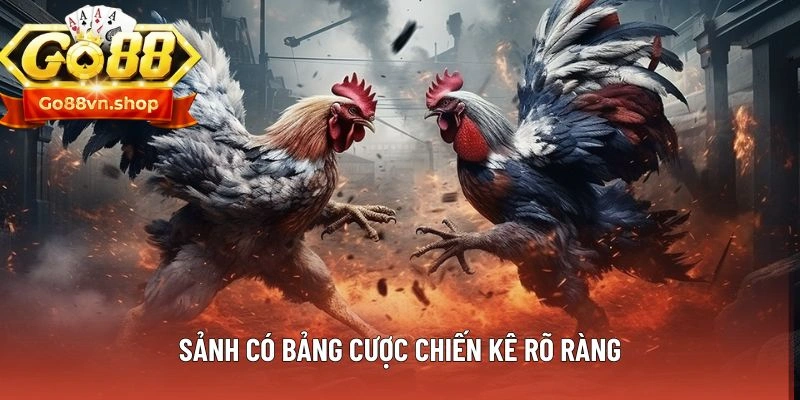 Sảnh có bảng cược chiến kê rõ ràng